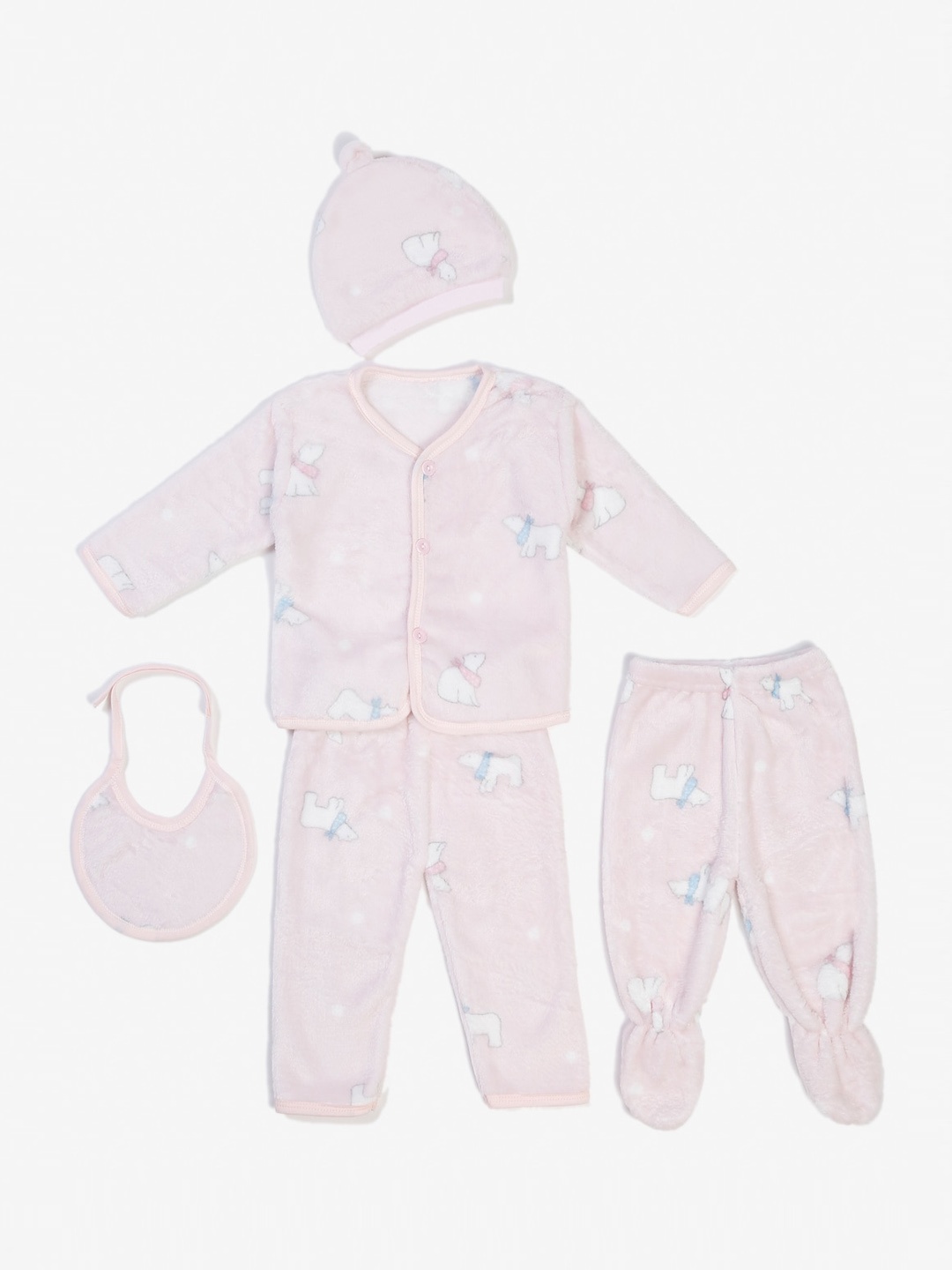 

KLOTTHE Kids 4pcs Woollen Rompers, Pink