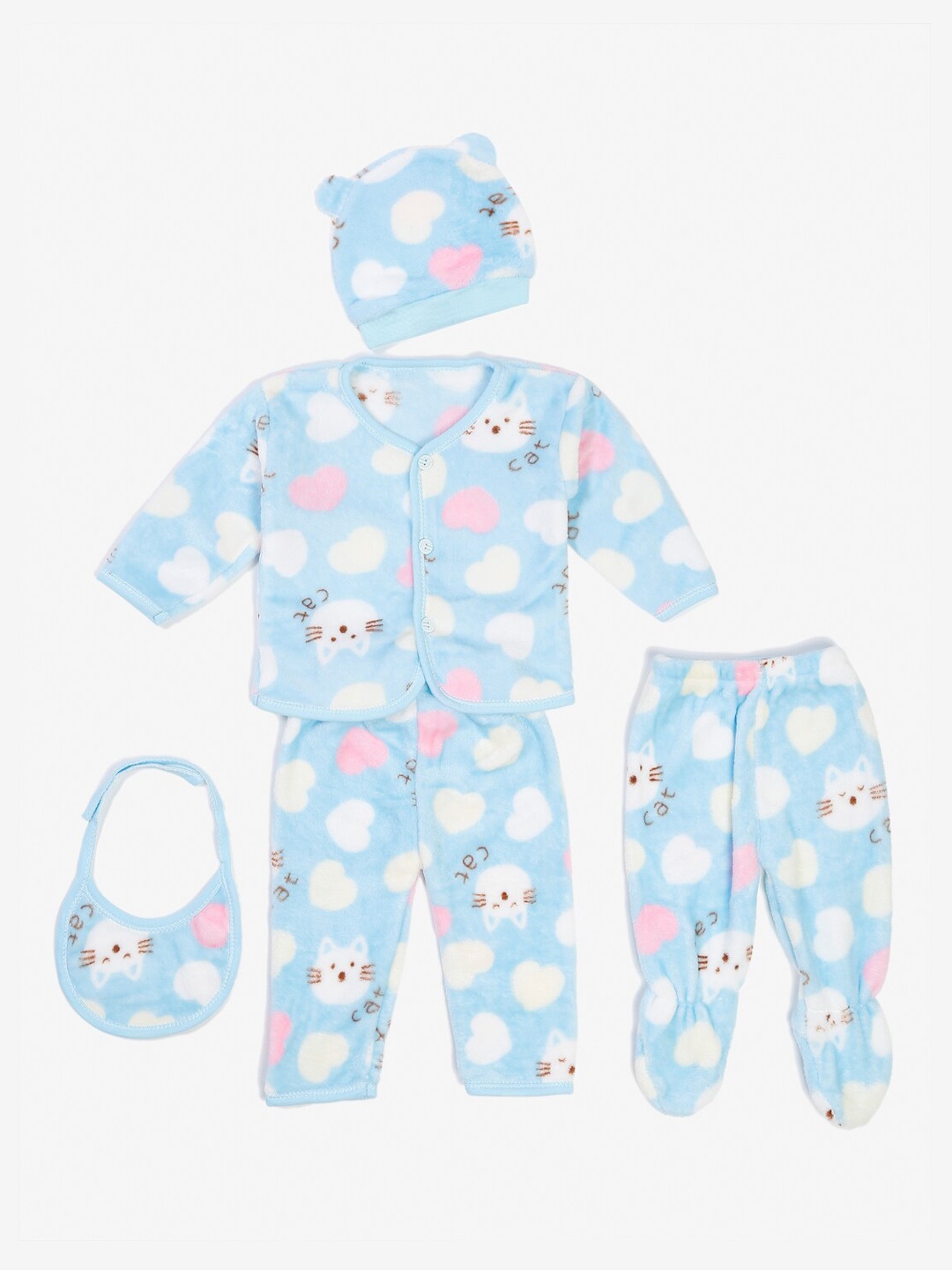 

KLOTTHE Kids 5Pc Blue & White Printed Night Suit