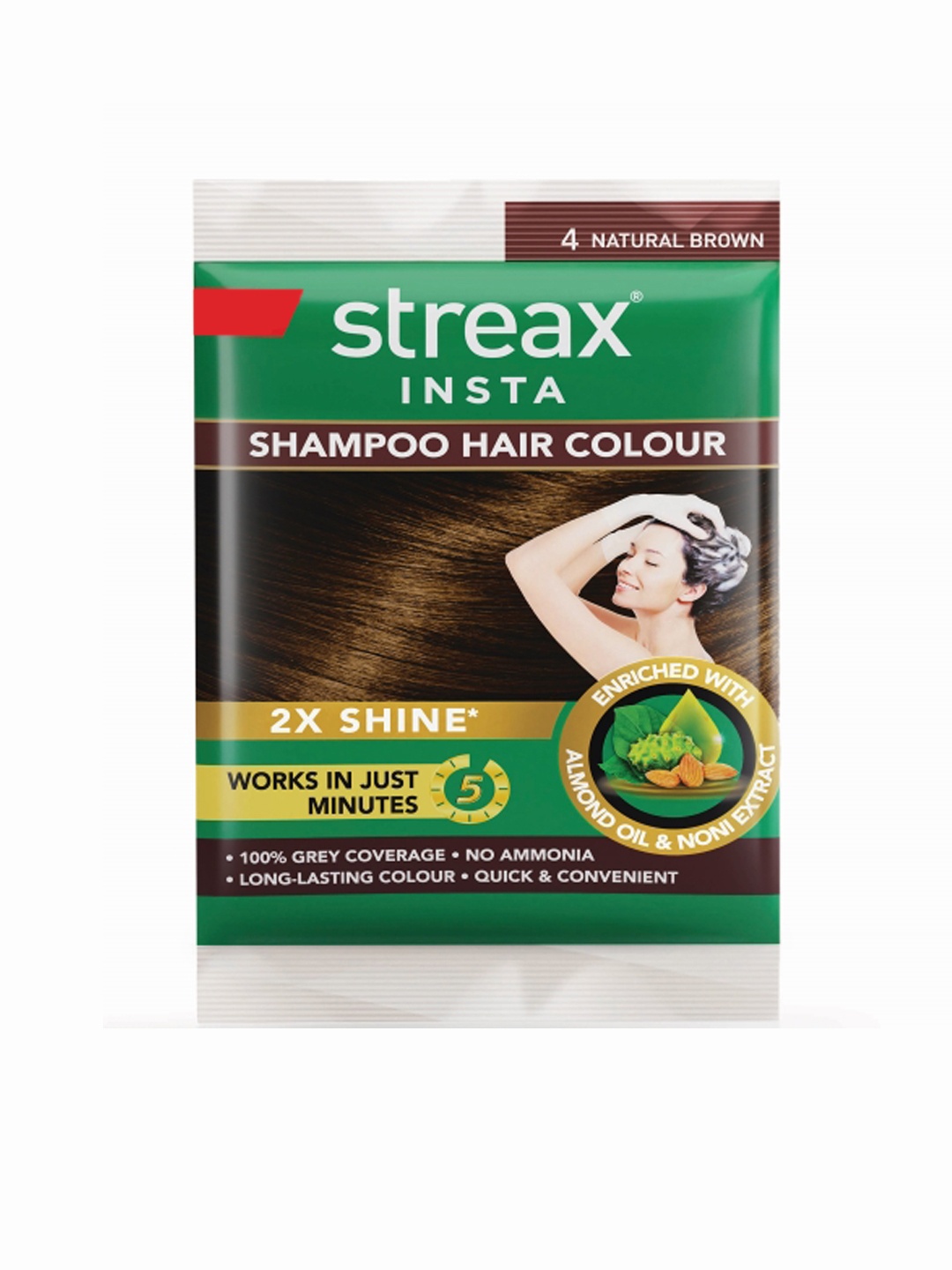 

Streax Insta Shampoo Hair Colour 18 ml - Natural Brown 4