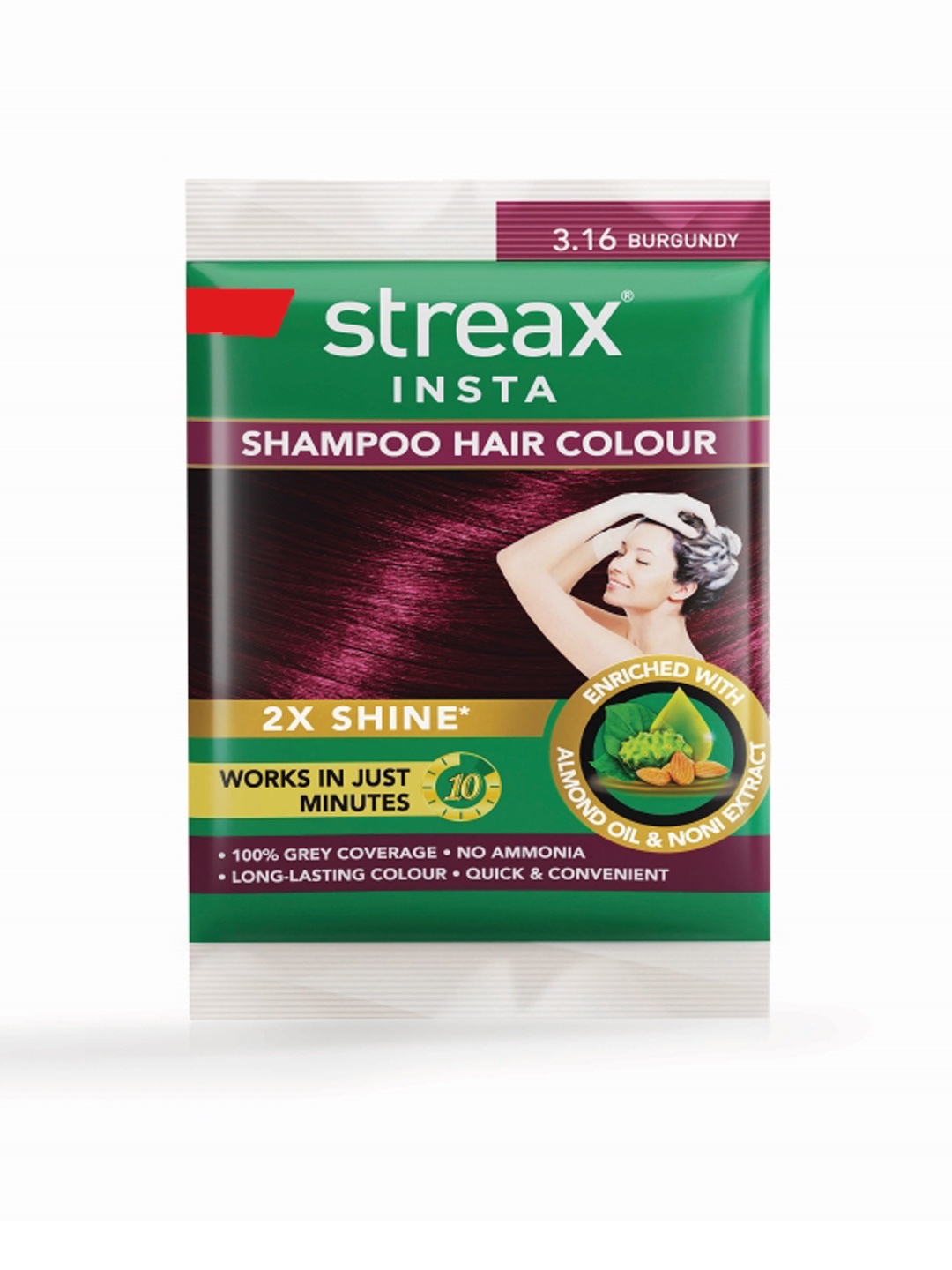 

Streax Insta Shampoo Hair Colour 18 ml - Burgundy 3.16