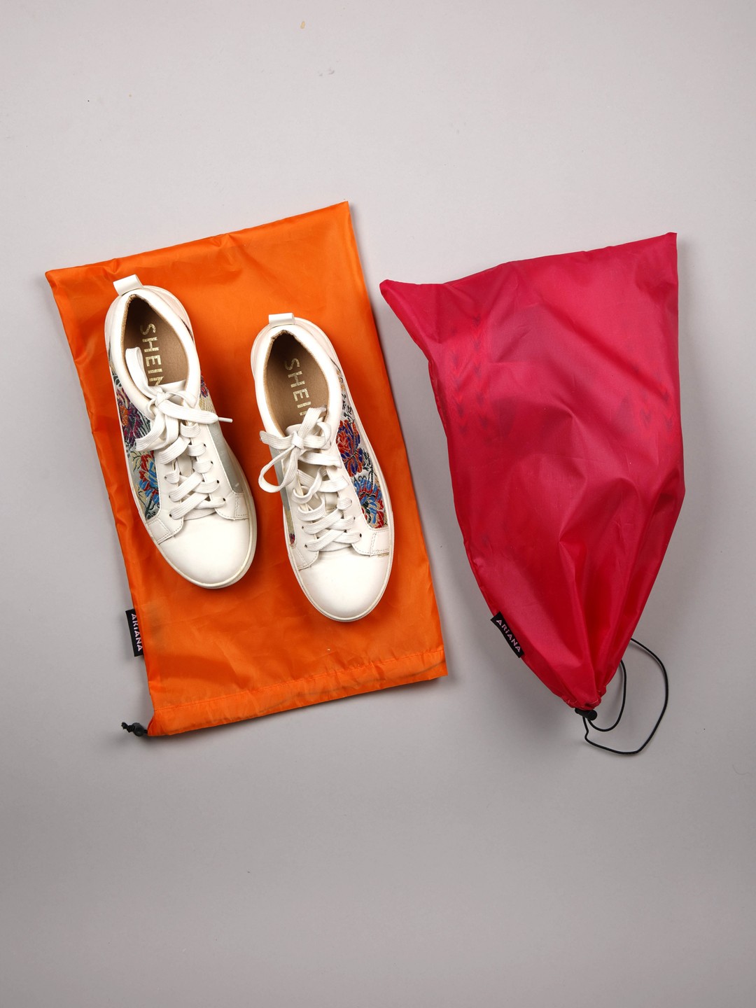 

Ariana Set Of 2 Orange & Magenta Solid Shoe Organizer