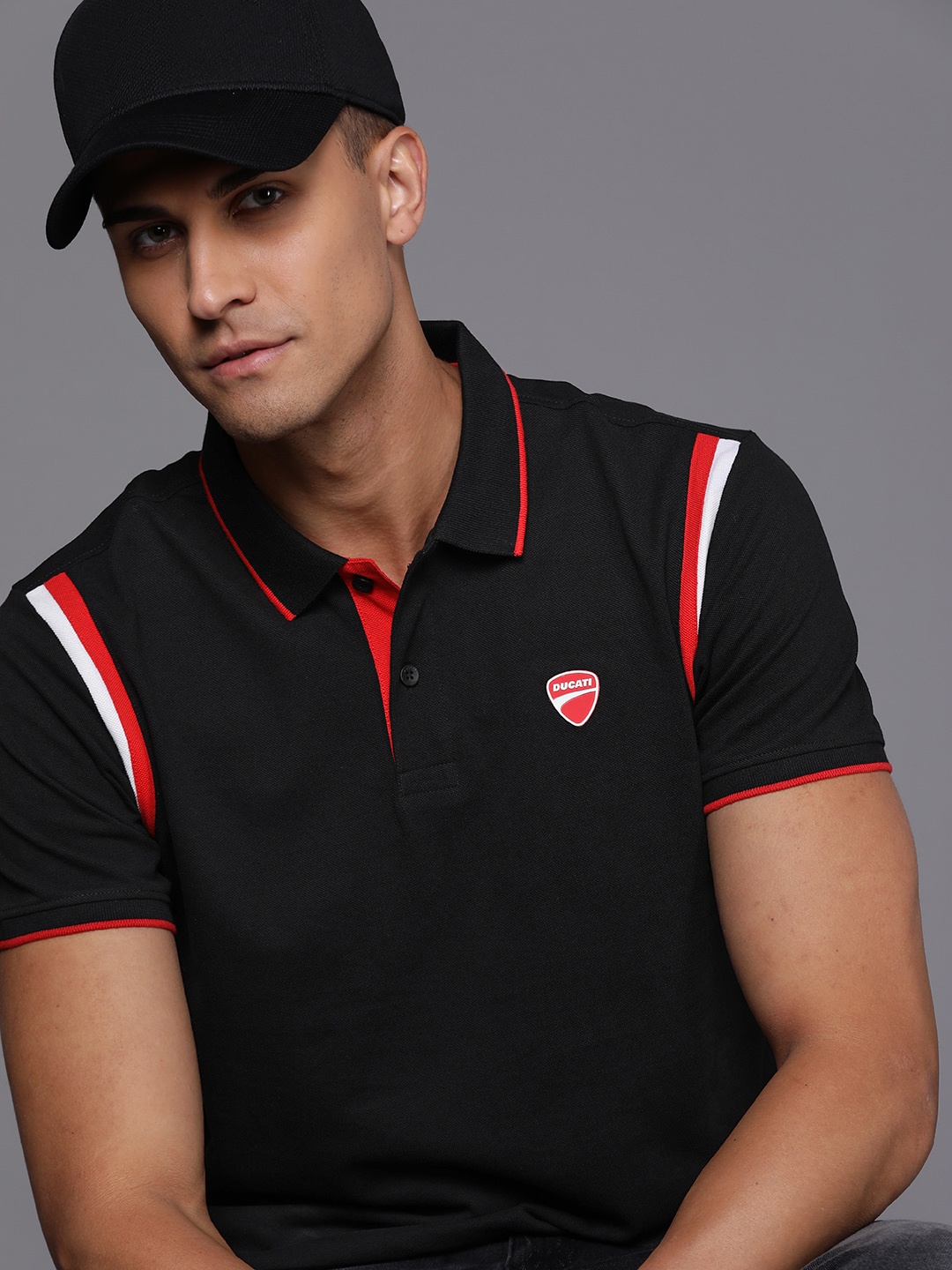 

Ducati Men Black Solid Polo Collar Pure Cotton T-shirt