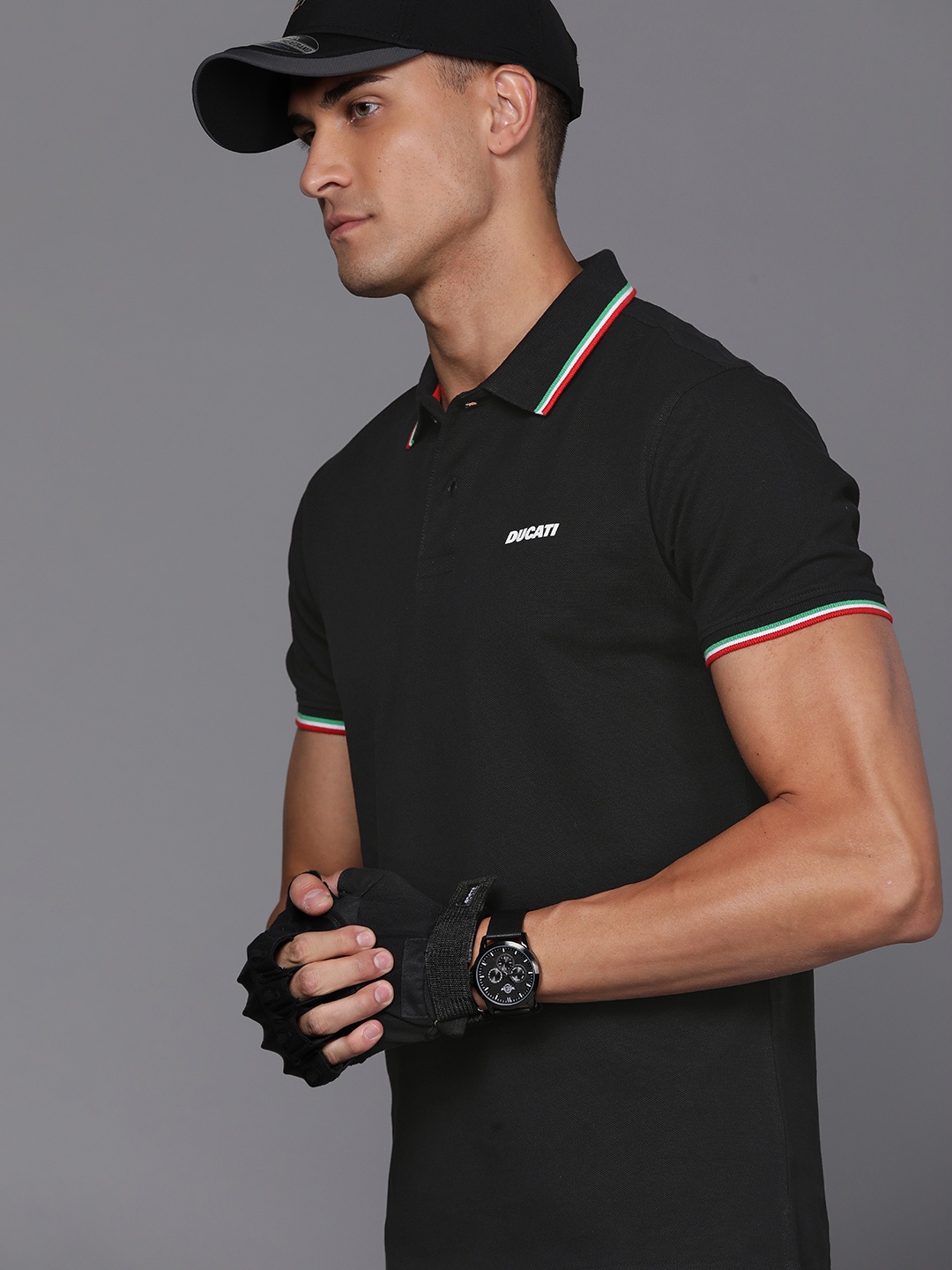 

Ducati Men Black Solid Polo Collar Pure Cotton T-shirt