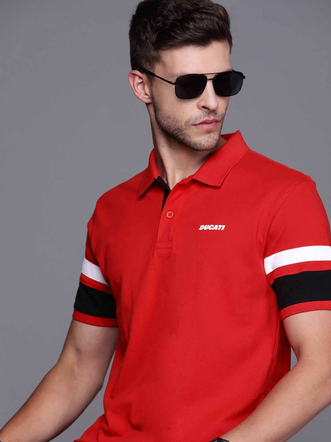 

Ducati Men Red Polo Collar Pure Cotton T-shirt