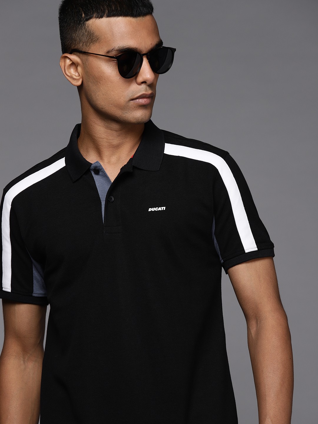 

Ducati Men Black Solid Polo Collar Pure Cotton T-shirt
