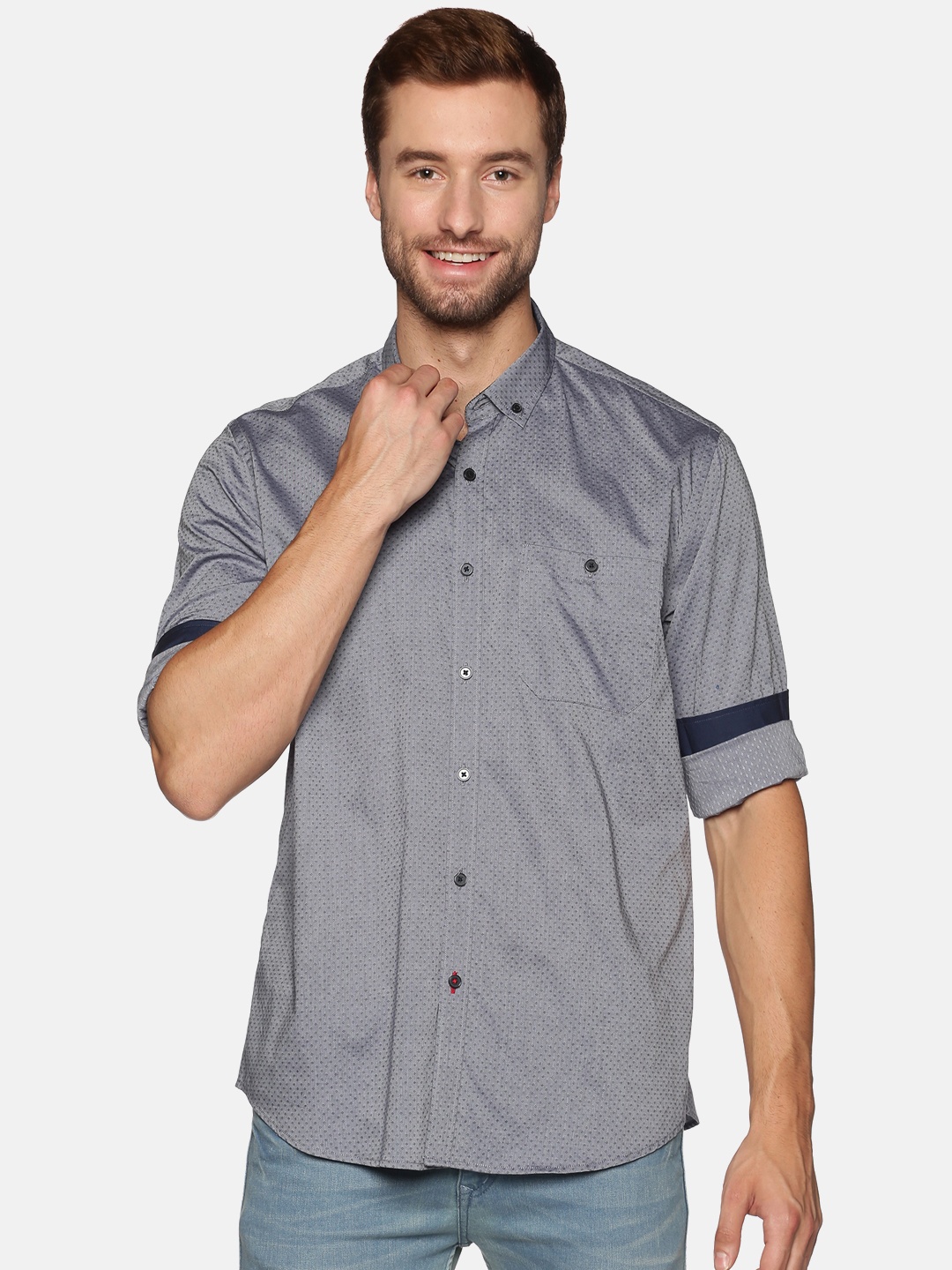 

DON VINO Men Grey Comfort Slim Fit Casual Shirt