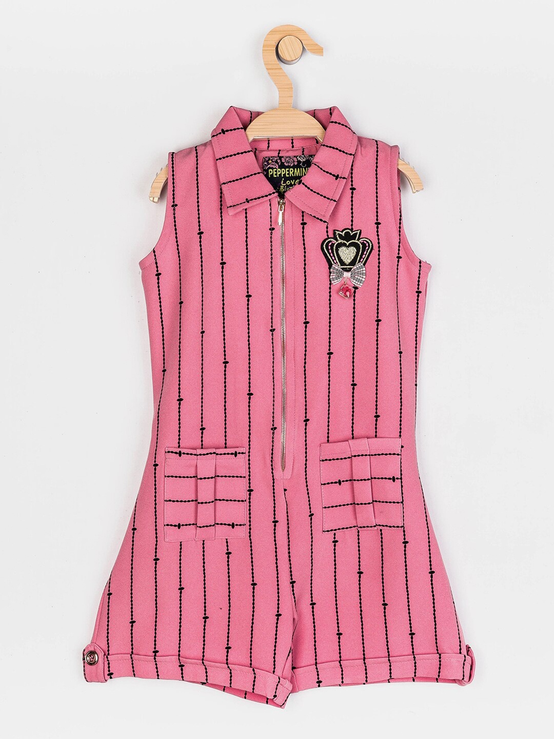 

Peppermint Girls Pink Striped Culotte Jumpsuit