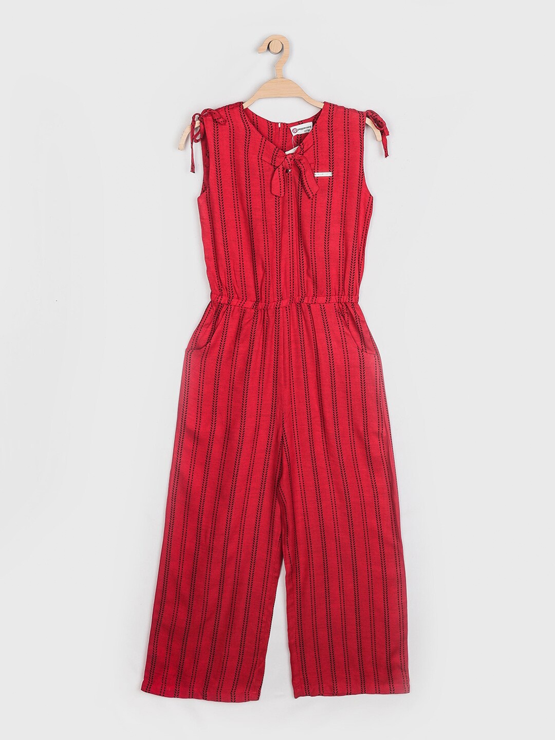 

Peppermint Girls Red & Black Striped Jumpsuit