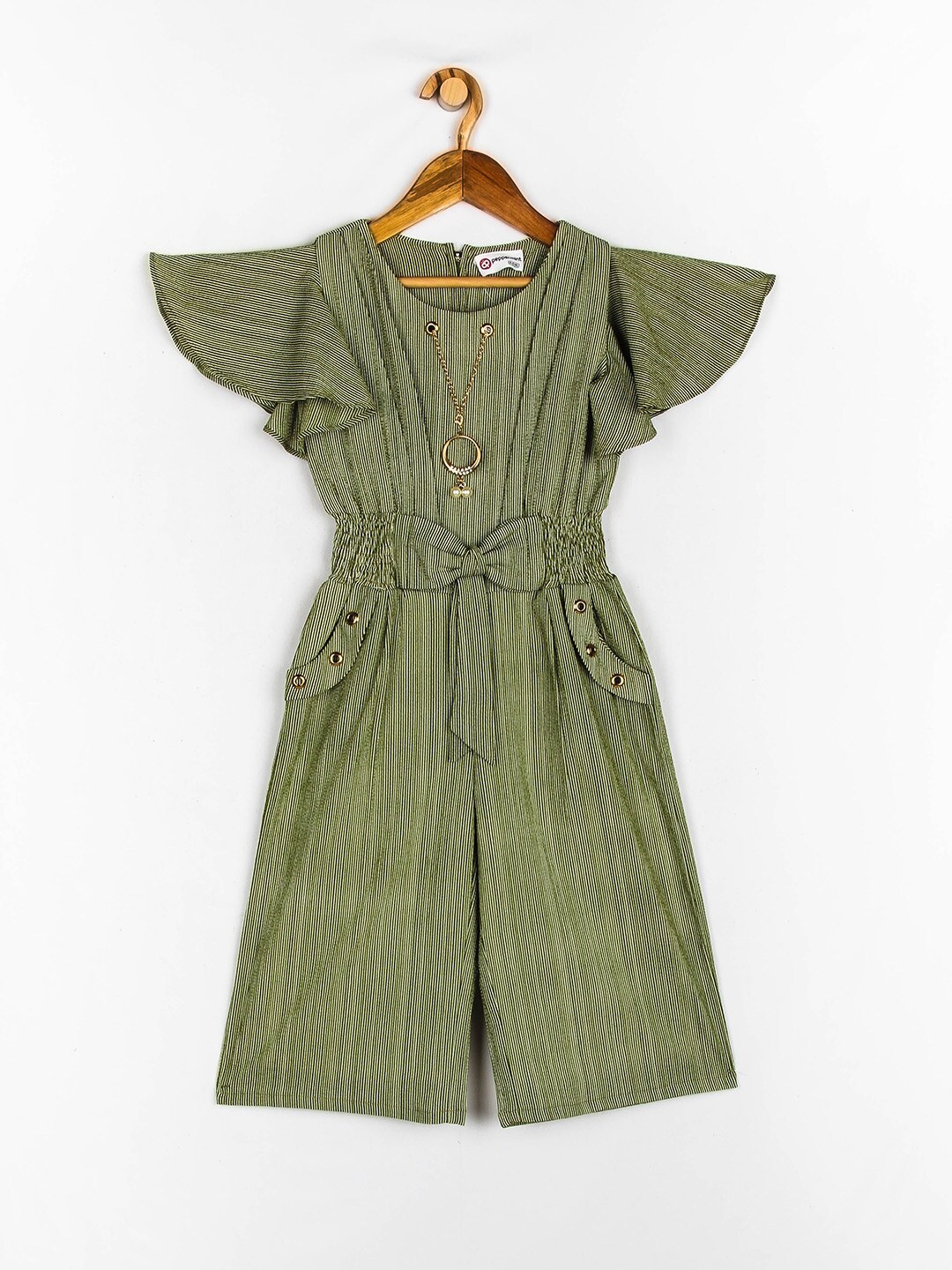 

Peppermint Girls Green Striped Culotte Jumpsuit