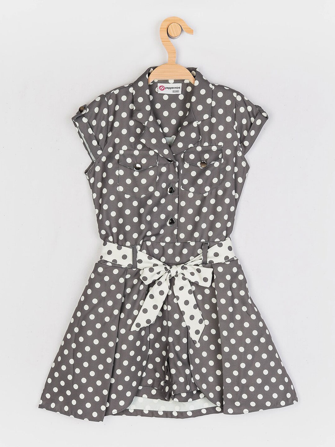 

Peppermint Girls Grey & White Printed Jumpsuit