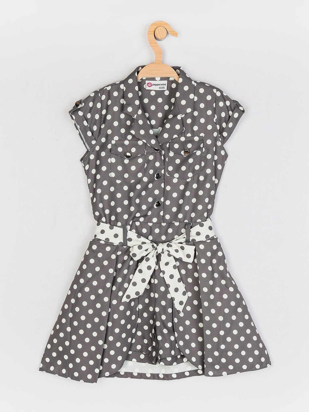 

Peppermint Girls Grey & White Printed Jumpsuit