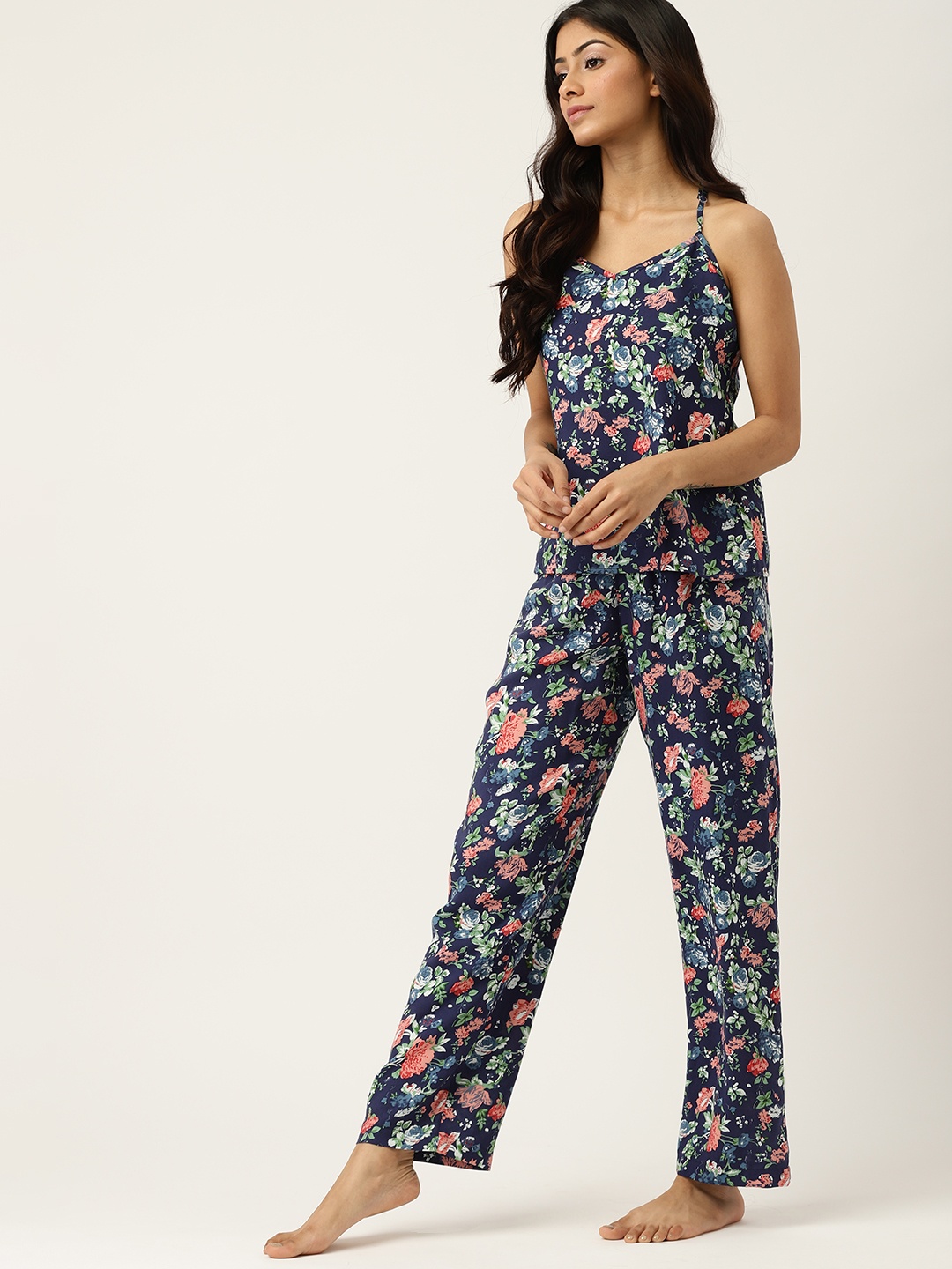 

ETC Women Blue & Red Printed Night suit