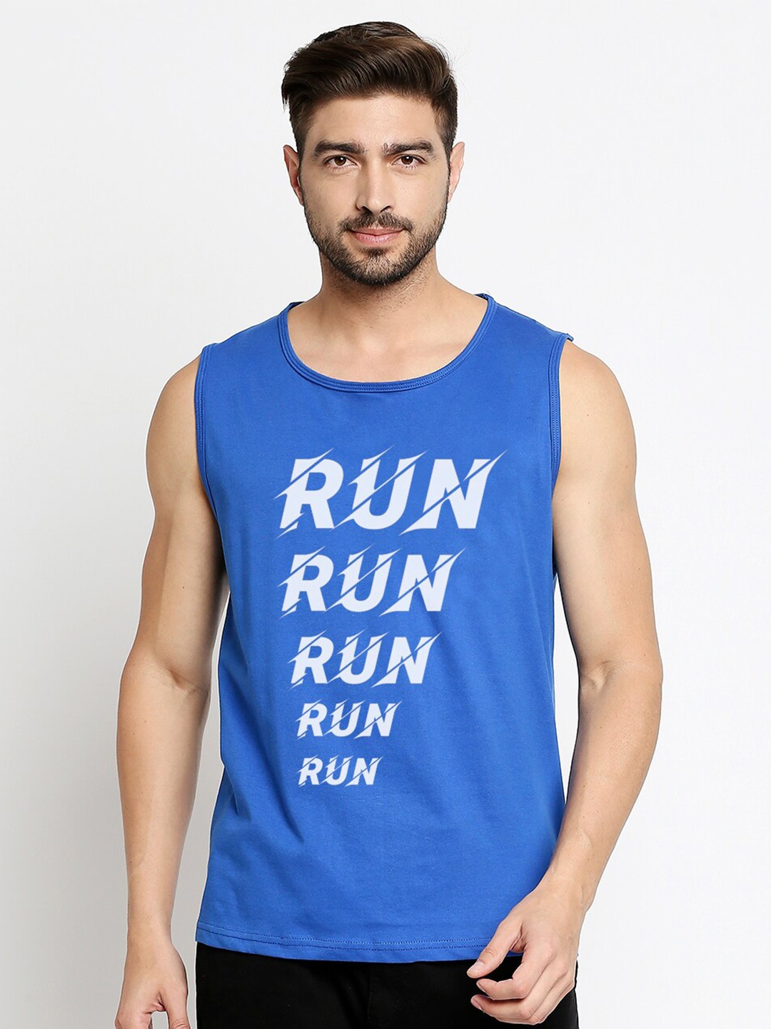 

Blacksmith Men Blue Typography Printed Cotton T-shirt