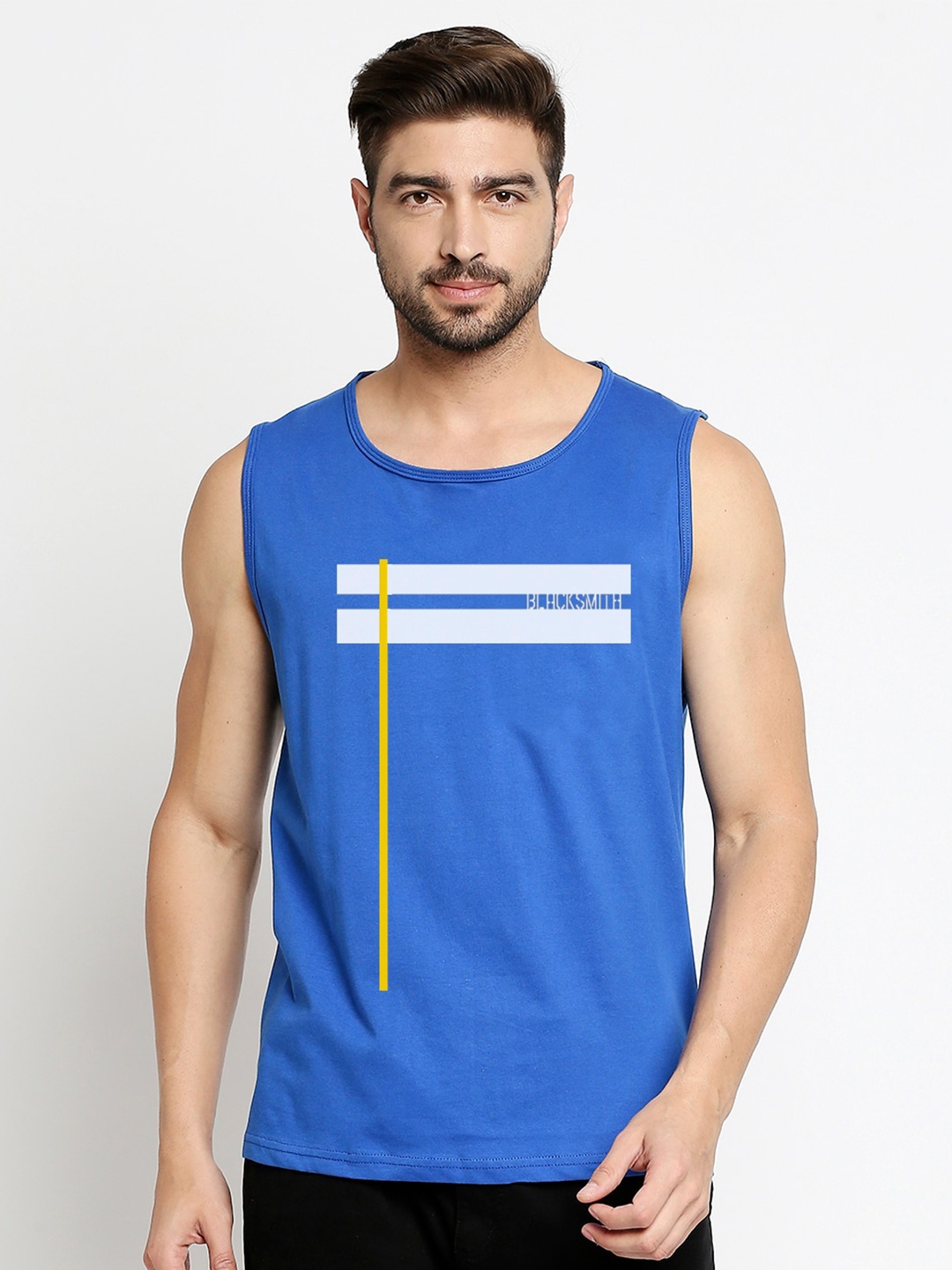 

Blacksmith Men Blue Printed Training or Gym T-shirt
