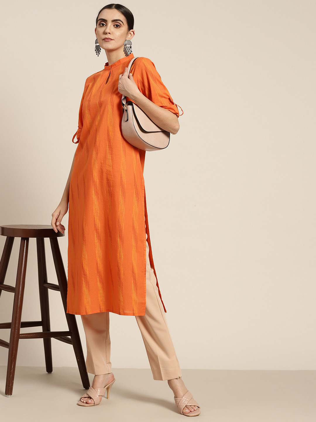 

Moda Rapido Women Orange Pure Cotton Printed Kurta