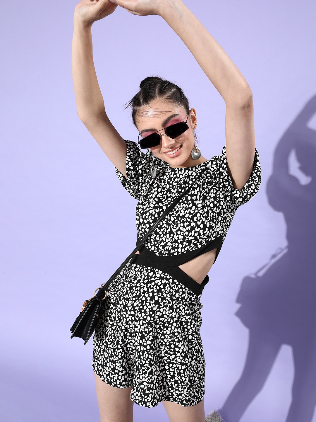 

KASSUALLY Women Stylish Black Floral Playsuit