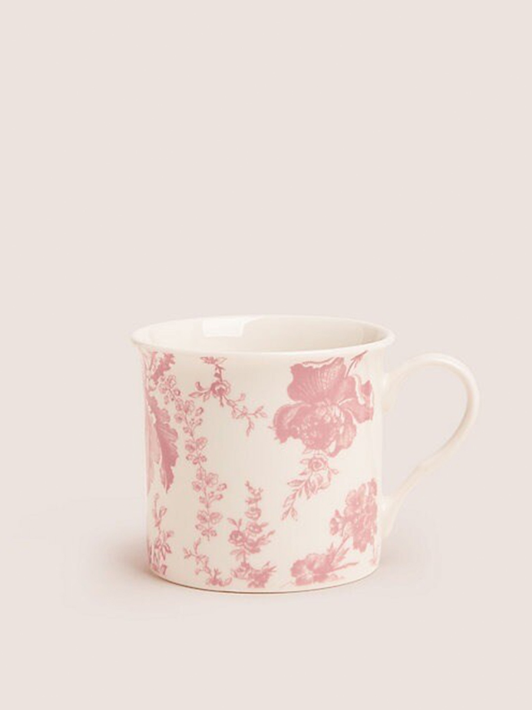 

Marks & Spencer Pink & Cream-Coloured Printed Bone China Glossy Mugs Set of Cups and Mugs