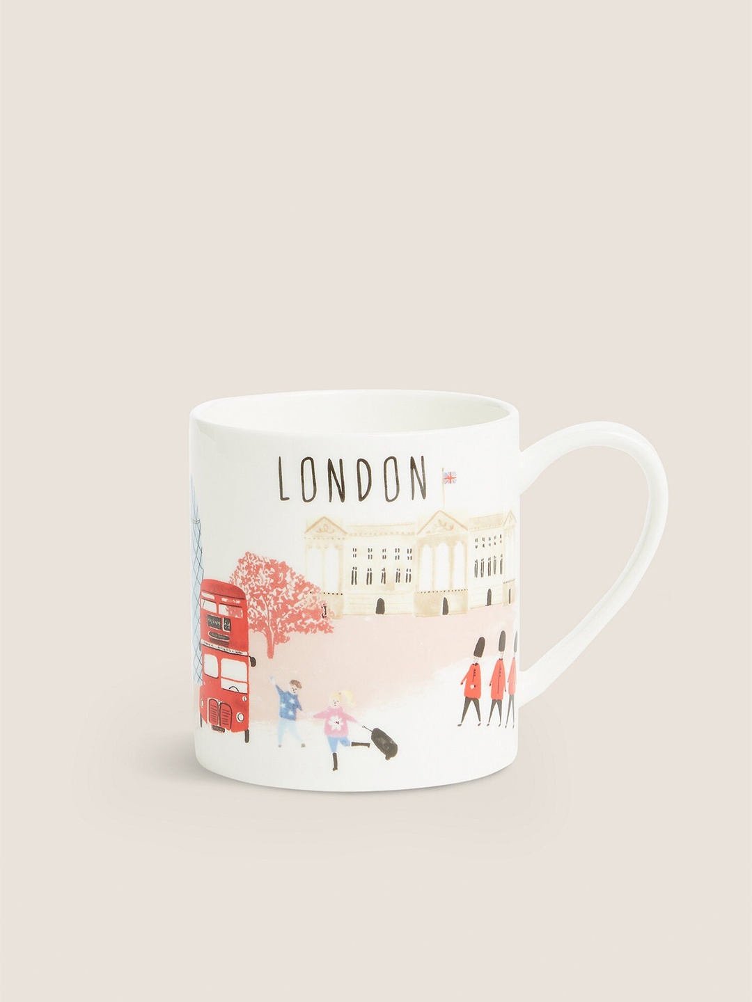 

Marks & Spencer White & Red Printed Bone China Glossy Mug 250 ml