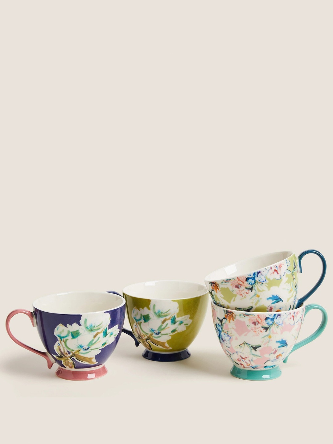 

Marks & Spencer Blue & White Hand Painted Bone China Glossy Mug 250 ml