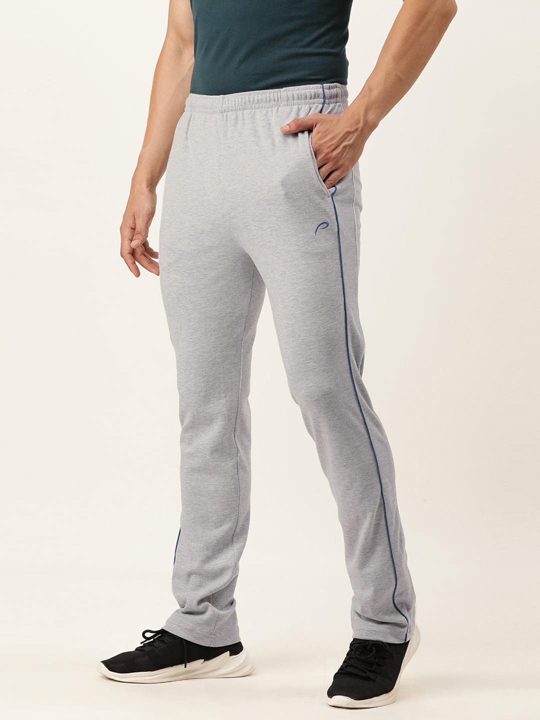 

Proline Active Men Light Grey Solid Mid Rise Elasticated Casual Track Pants