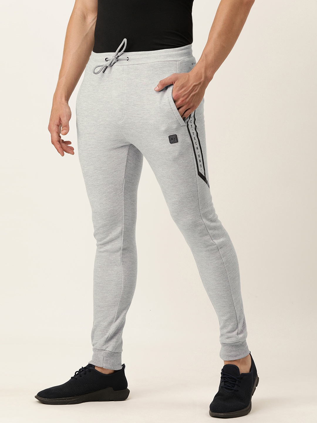 

Proline Active Men Light Grey Typography Printed Mid Rise Elasticated Casual Joggers