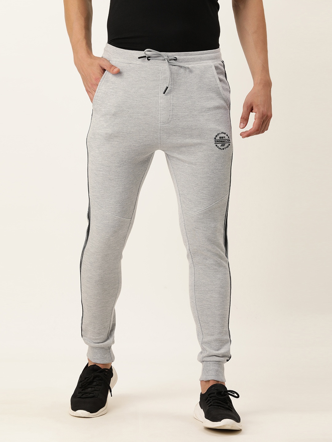 

Proline Active Men Grey Melange & Black Printed Joggers