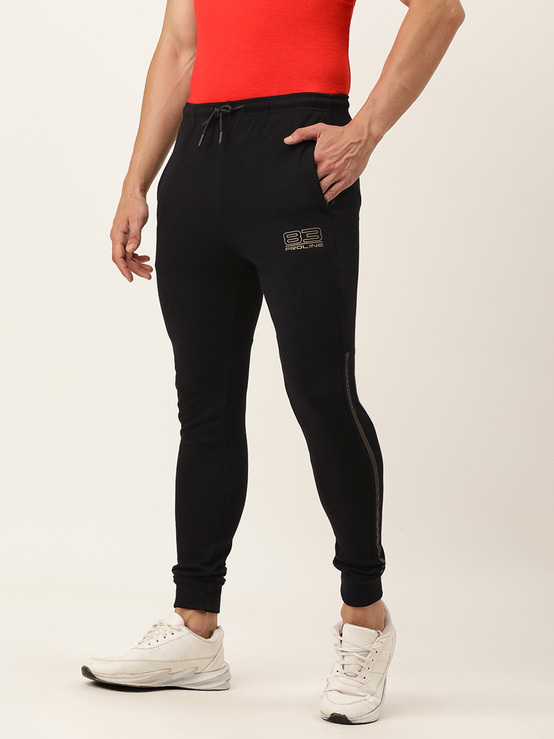 

Proline Active Men Black & Brown Brans Logo Printed Mid Rise Slim Fit Joggers
