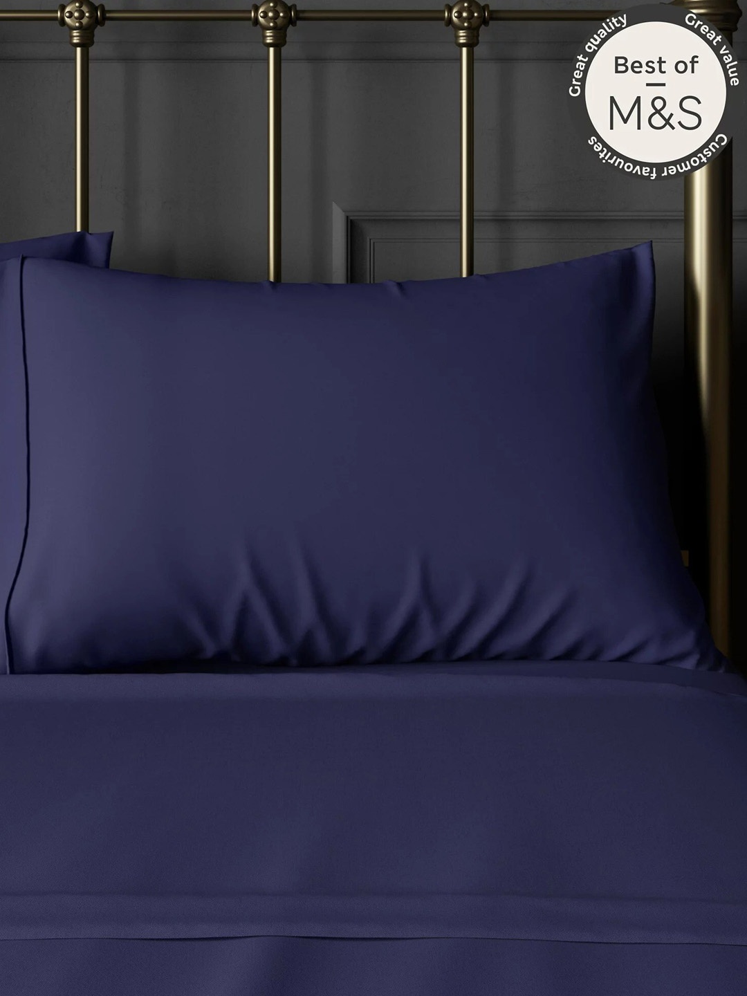 

Marks & Spencer Set Of 2 Pure Egyptian Cotton Pillow Covers, Navy blue