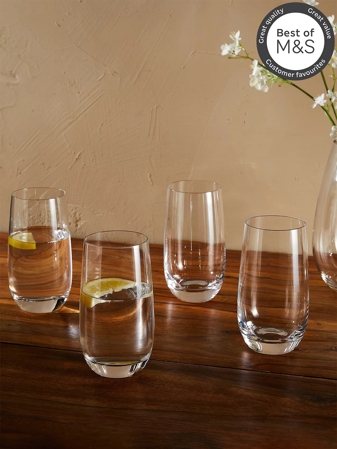 

Marks & Spencer Transparent Set of 4 Solid Wine Glasses