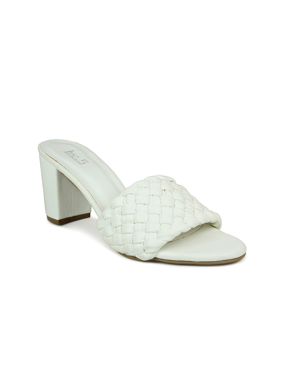 

Inc 5 Women White Woven Design Block Heels