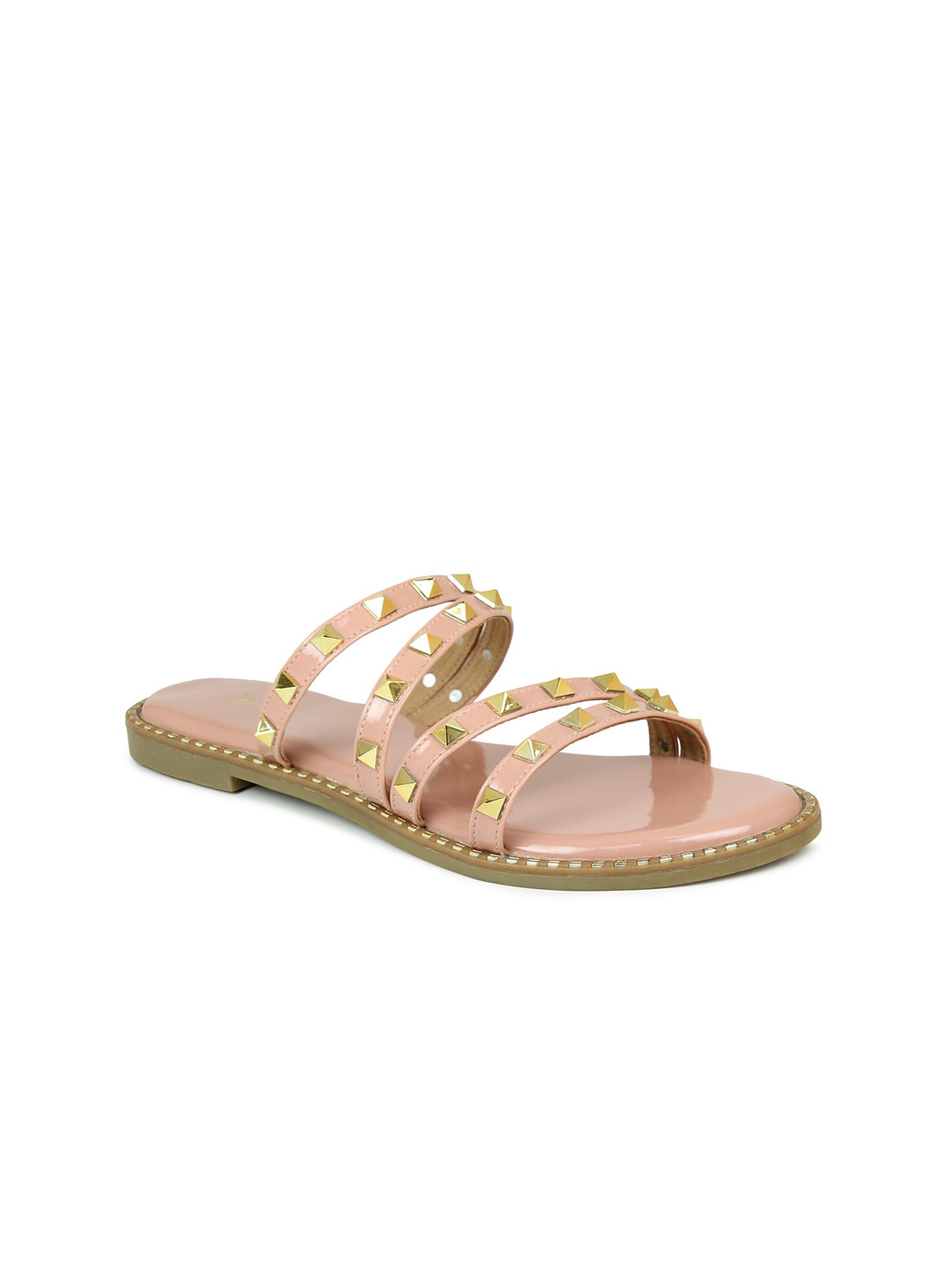 

Inc 5 Women Peach-Coloured Western Embellished Open Toe Flats