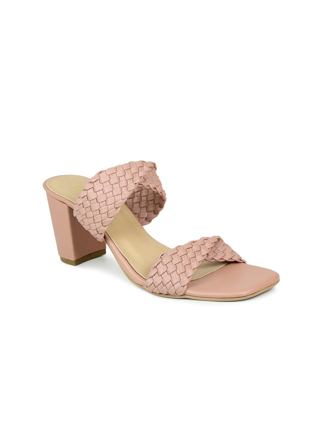 

Inc 5 Women Peach-Coloured Woven Design Block Heels