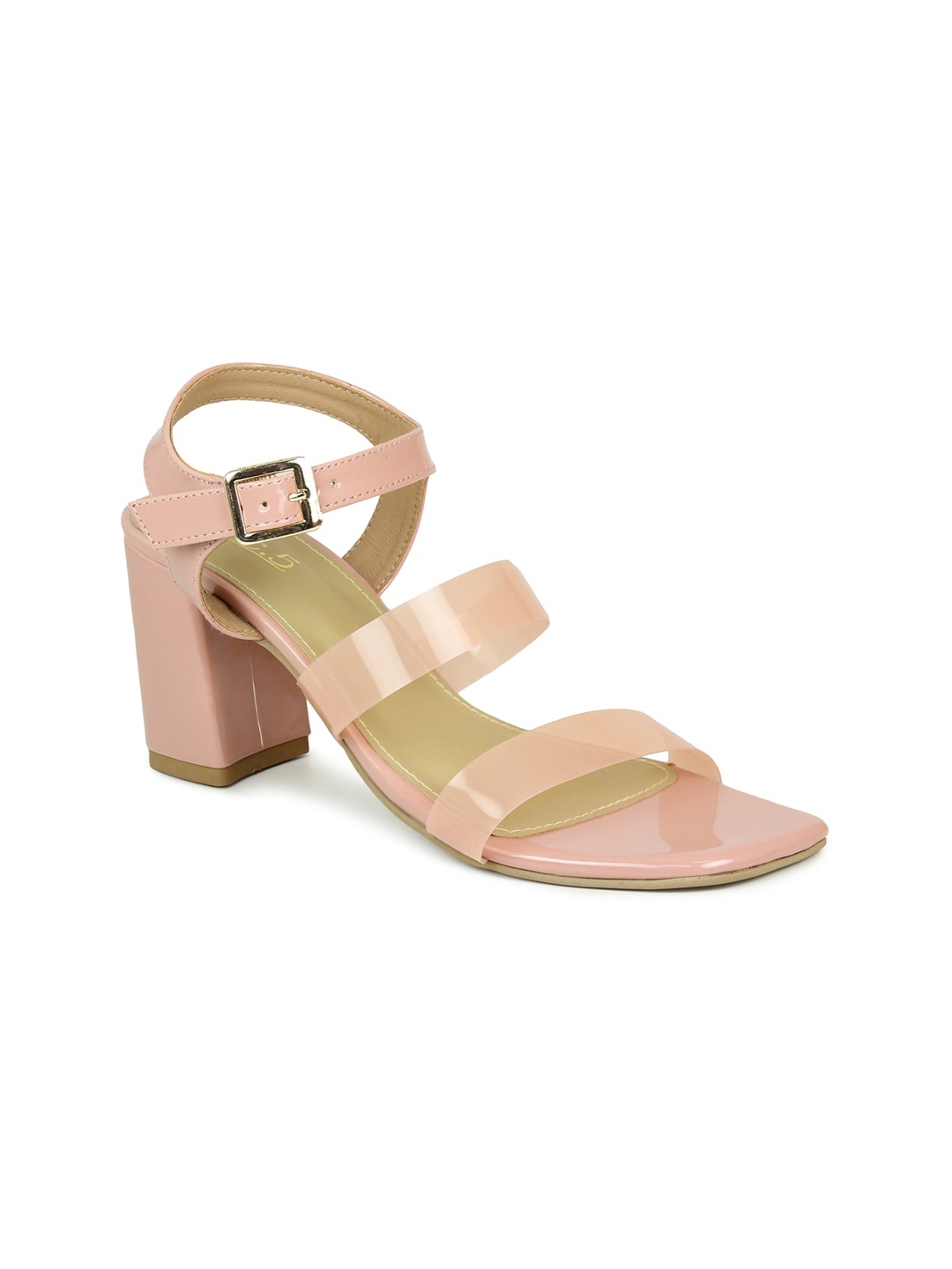 

Inc 5 Peach-Coloured Work Block Sandals with Buckles