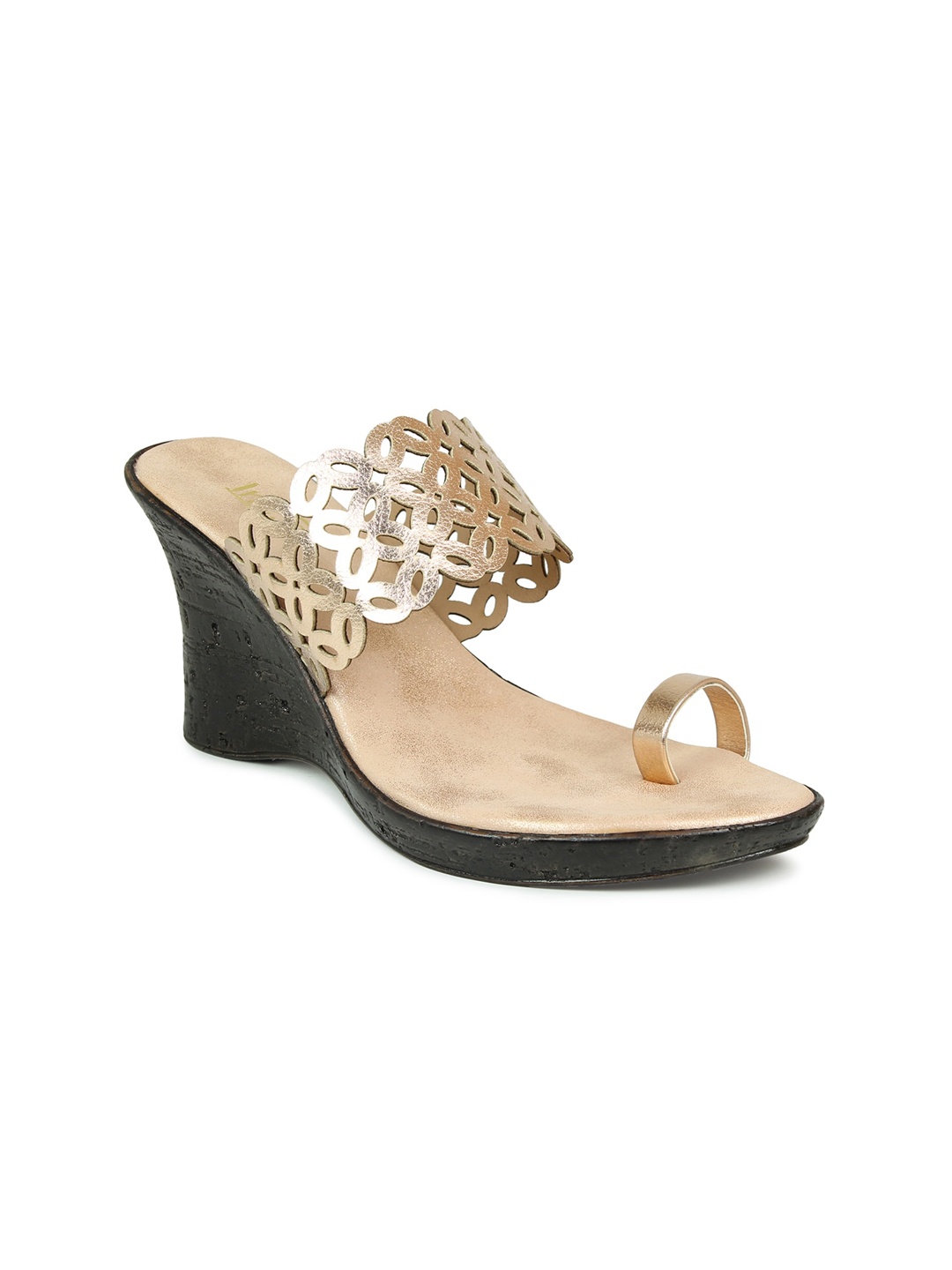 

Inc 5 Women Rose Gold Ethnic Wedge Heels with Laser Cuts
