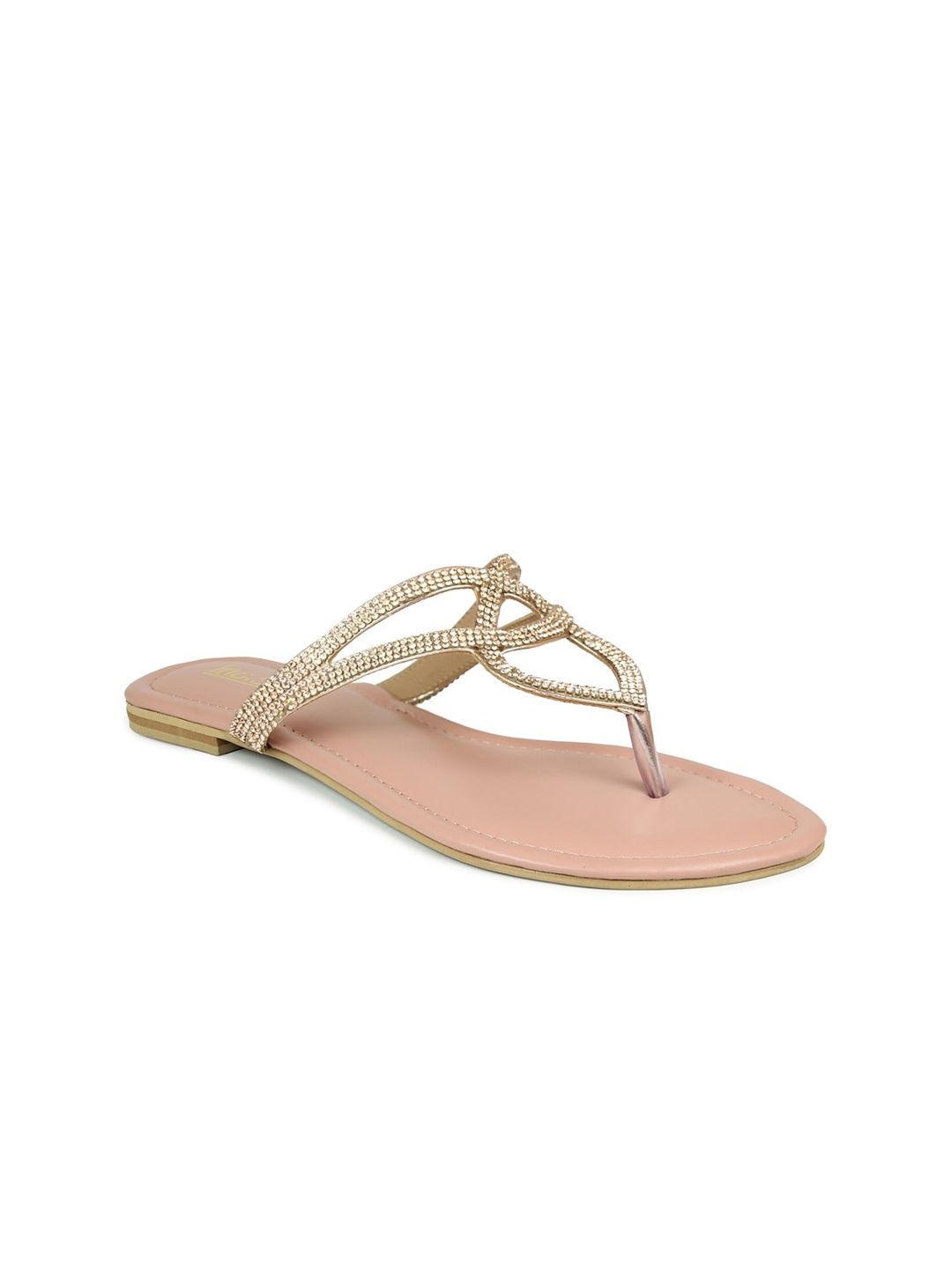 

Inc 5 Women Rose Gold Ethnic T-Strap Flats