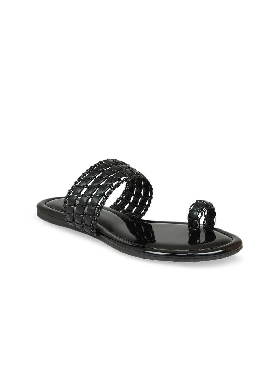 

Inc 5 Women Black Woven Design One Toe Flats
