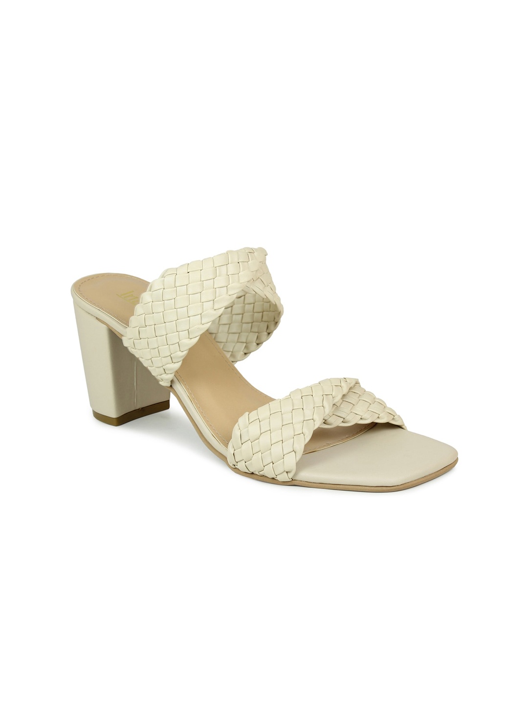 

Inc 5 Women Beige Coloured Woven Design Open Toe Block Heels