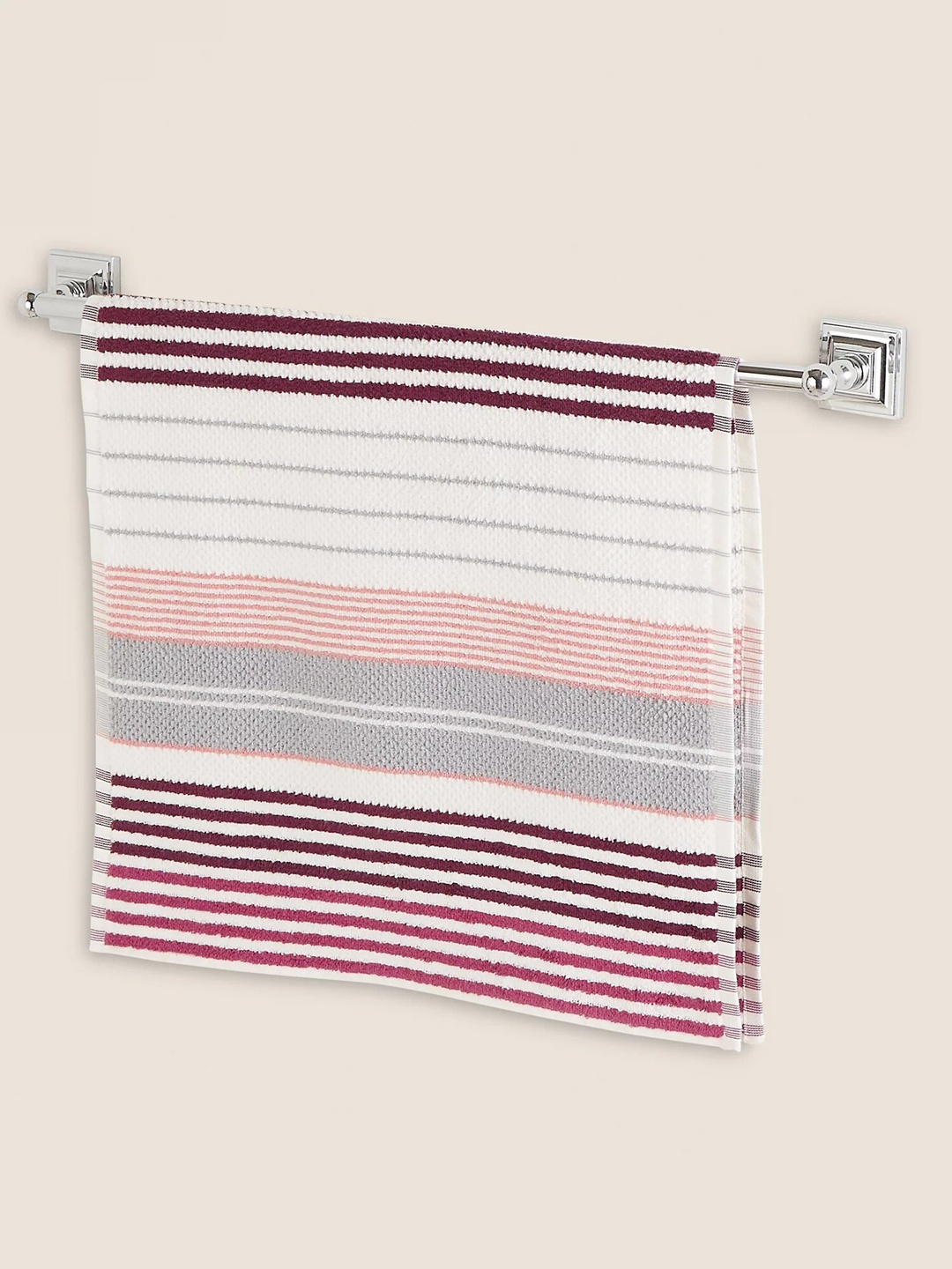 

Marks & Spencer Unisex Multicoloured Striped Pure Cotton Bath Towel, Multi