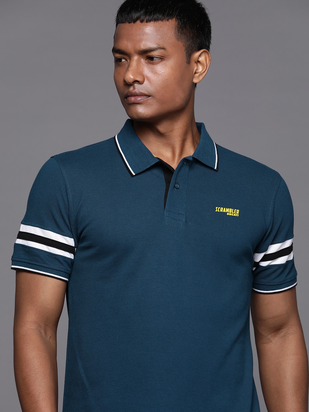 

Ducati Men Teal Blue Polo Collar Pure Cotton T-shirt