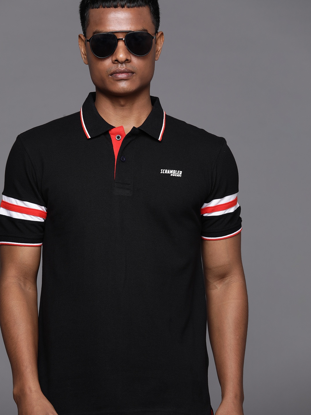 

Ducati Men Black Polo Collar Pure Cotton T-shirt