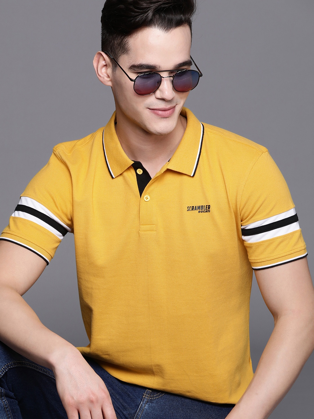 

Ducati Polo Collar Pure Cotton T-shirt, Yellow