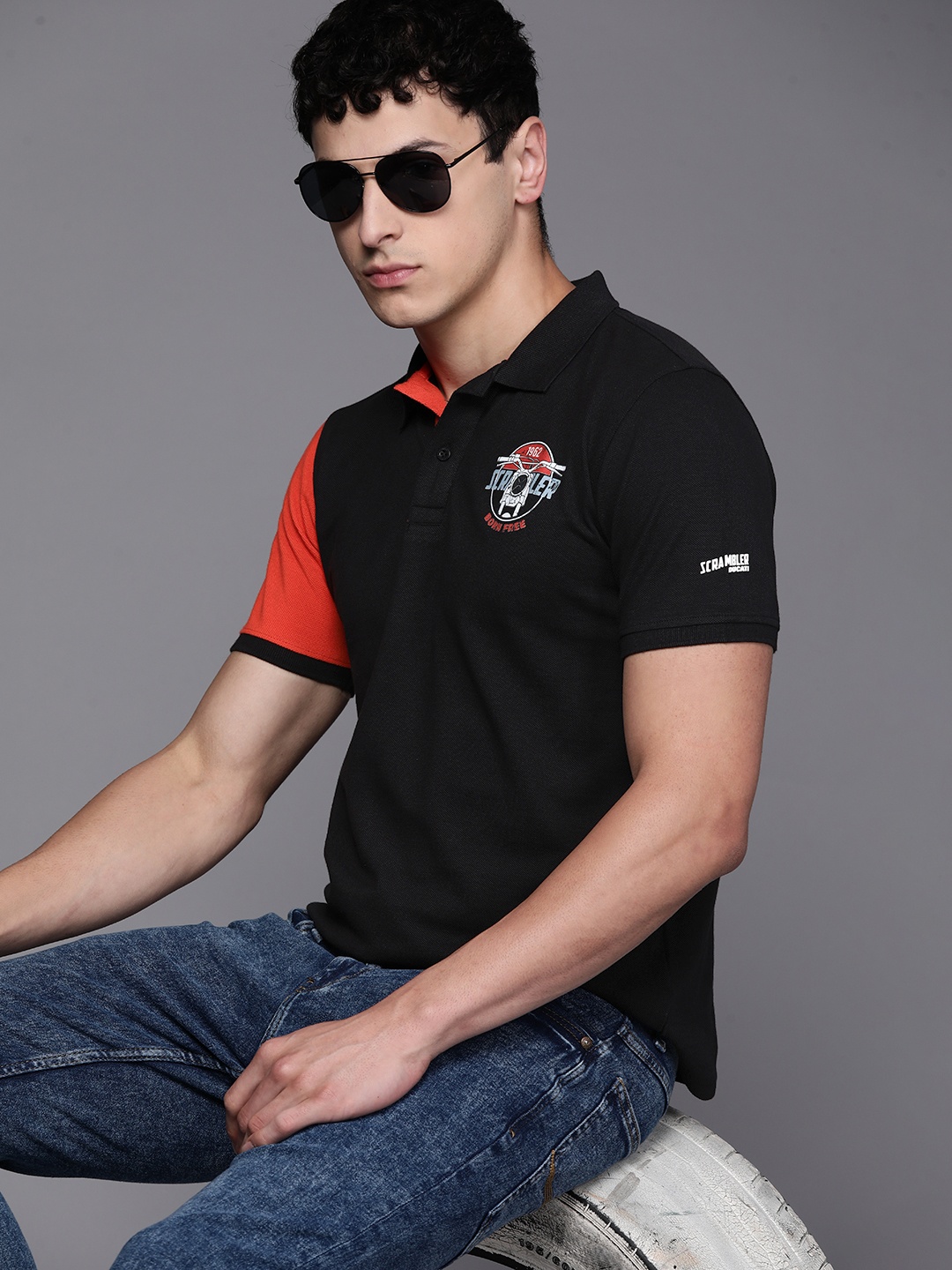 

Ducati Print Detail Polo Collar Pure Cotton T-shirt, Black