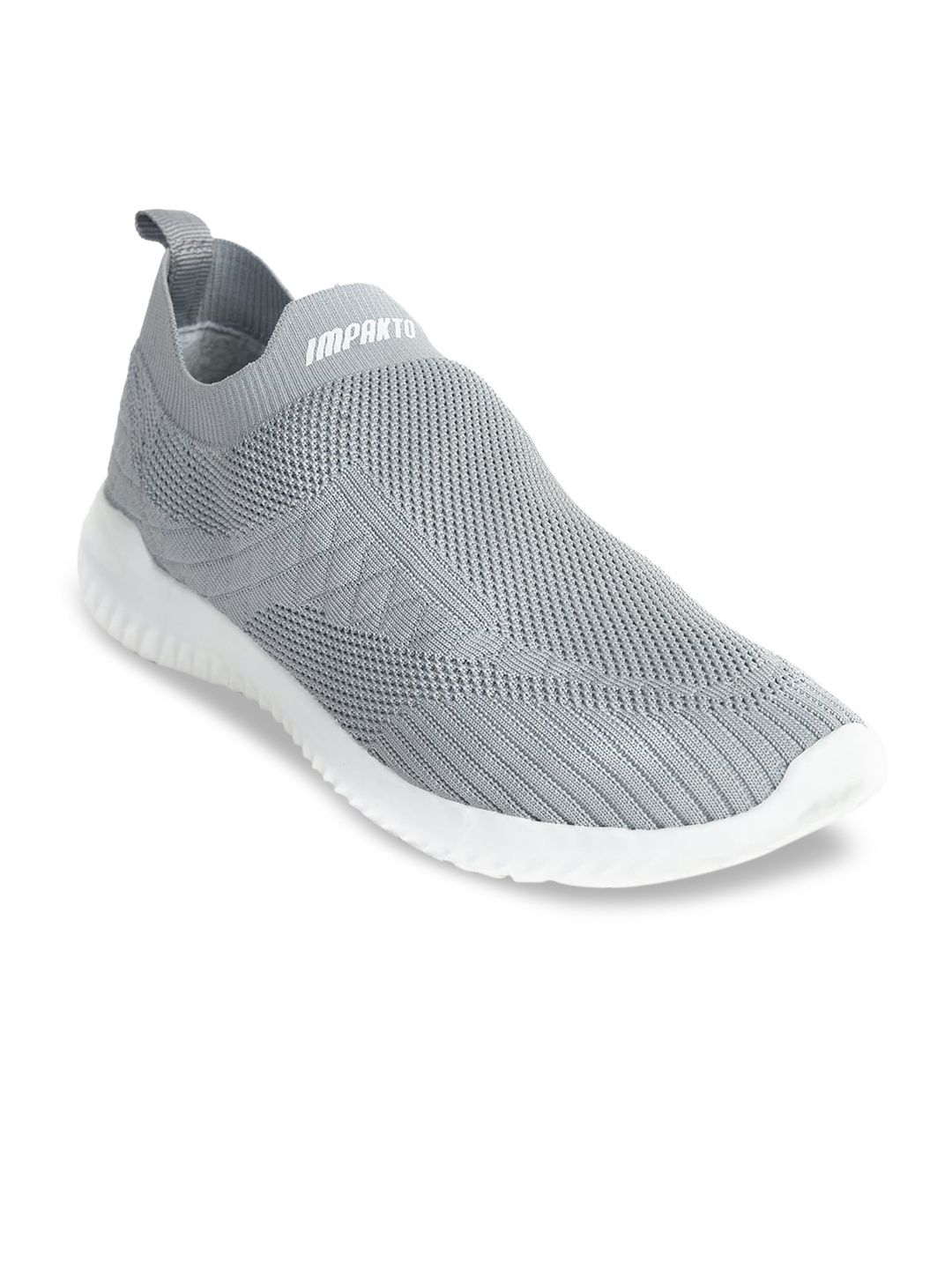 

IMPAKTO Men Grey Woven Design Slip-On Sneakers