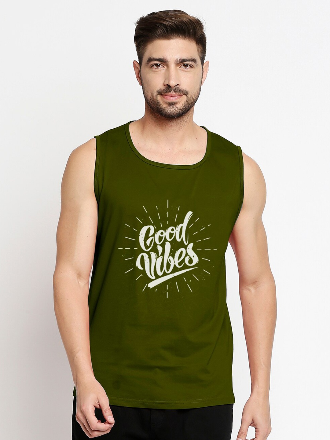 

Blacksmith Men Green Typography Printed Training or Gym Pure Cotton T-shirt