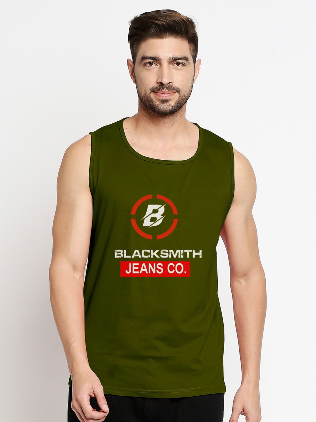 

Blacksmith Men Green Typography Printed Training or Gym Cotton T-shirt