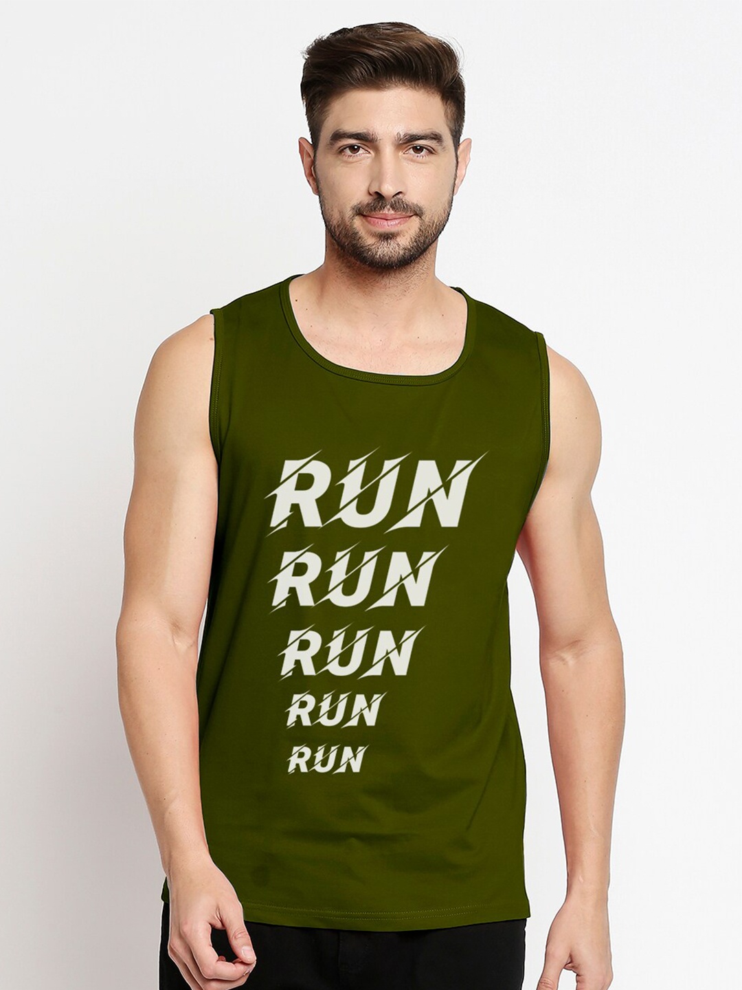 

Blacksmith Men Green Typography Printed Training or Gym Cotton T-shirt