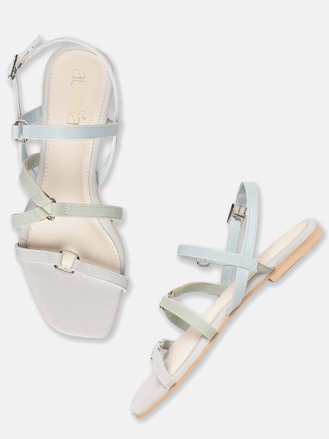 

AURELIA Women Grey Ethnic Open Toe Flats