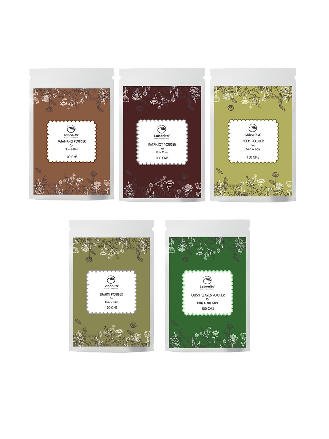 

Labonita Set of 5 Skin Care Powder 100 g each, Multi