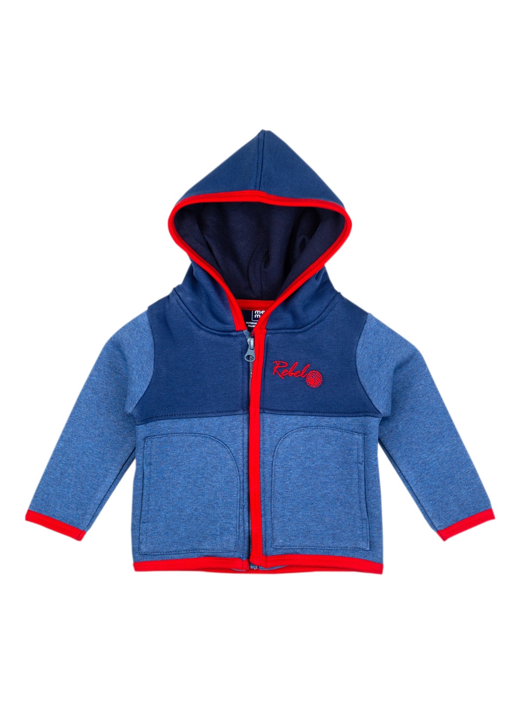 

MeeMee Boys Blue Colourblocked Lightweight Longline Fleece Jacket
