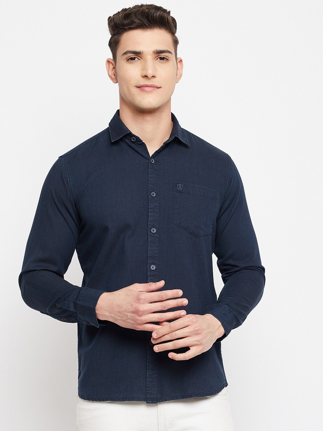 

Duke Men Blue Slim Fit Cotton Casual Shirt